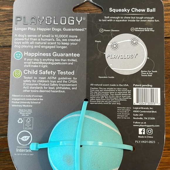 Playology Dog Toy | Beef Scented Bone / Peanut Butter Squeaky Ball / Medium - Picture 5 of 5